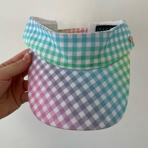 jocelyn Rainbow Gingham Visor with French Terry Interior OS